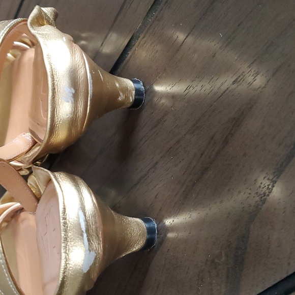 GANNI Ruffle Square Toe Slingback Sandals, Metallic Gold, 36 - Picture 6 of 8